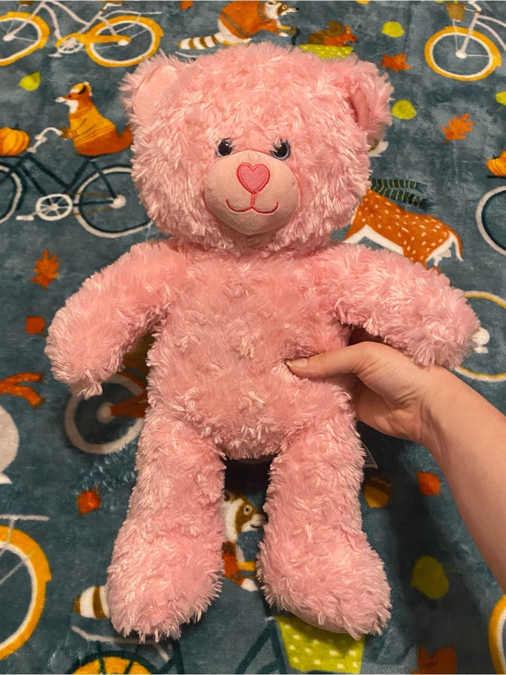 Pink Cuddles Build-A-Bear Teddy Bear Plush w/ Swirly Fur & Heart Nose